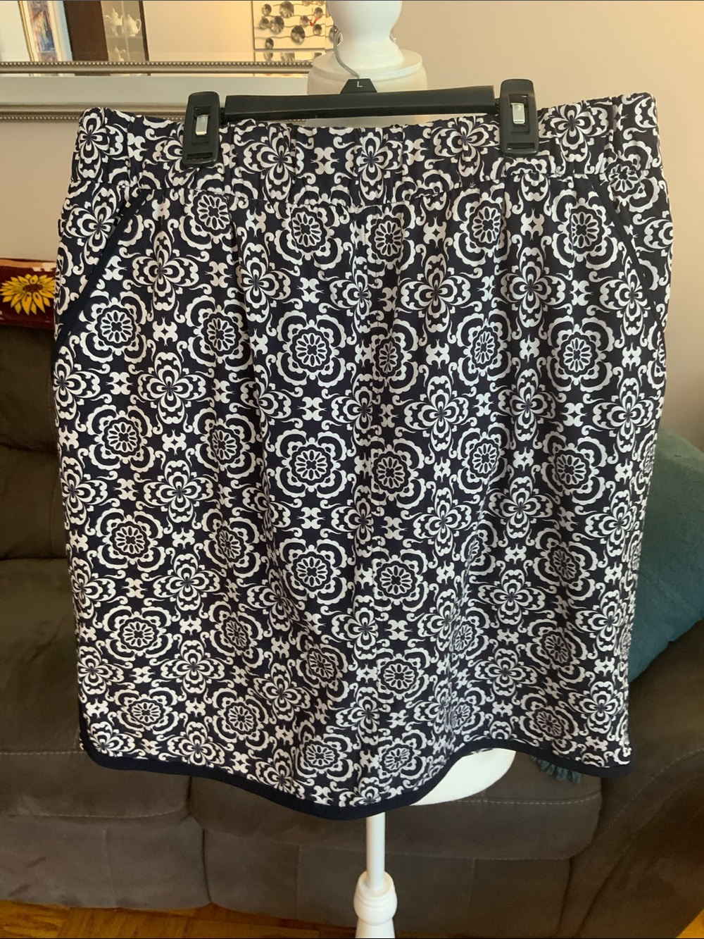 T by Talbots Navy and White Printed skort